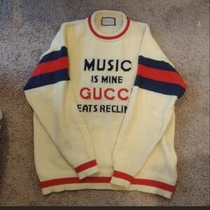 Others Follow Cream Sweater with Red and Blue Accents